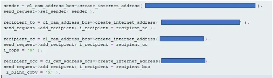 set sender and recipient